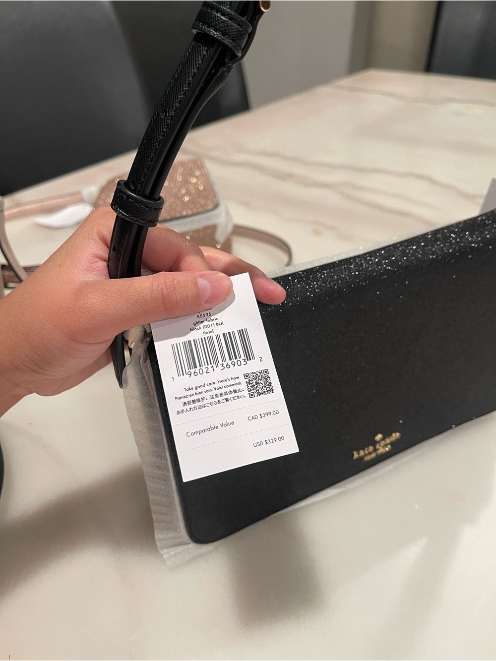 kate spade Black Glitter Shoulder Bag with Gold Logo - Picture 2 of 4